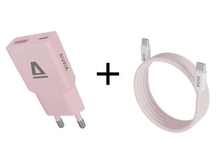 Avax CH641P 30W Charger + CB610P 100W Cable Pink