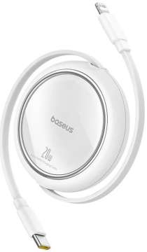 Baseus Free2Pull Expandable USB C to iP Ligtning 20W fast charging cable 1m White