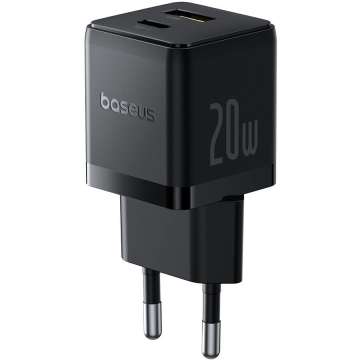 Baseus Palm USB-A/C Adapter 20W Black Baseus Palm USB-A/C Adapter 20W Black