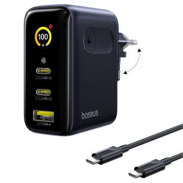 Baseus PicoGo AE21 Charger 2C+A 100W Black + Type-C 1.5m Black
