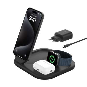 Belkin Boost Charge 3in1 Qi2 15W Charging Stand Black Belkin Boost Charge 3in1 Qi2 15W Charging Stand Black
