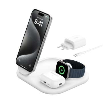 Belkin Boost Charge 3in1 Qi2 15W Charging Stand White Belkin Boost Charge 3in1 Qi2 15W Charging Stand White