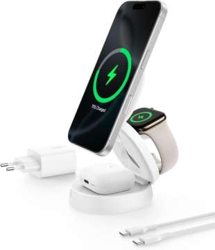 Belkin Boost Charge foldable magsafe 3-in-1 Charger Qi2 White