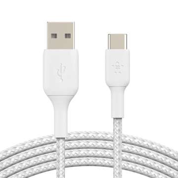 Belkin BoostCharge Braided USB-C to USB-A Cable 3m White Belkin BoostCharge Braided USB-C to USB-A Cable 3m White