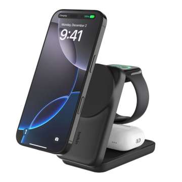 Belkin UltraCharge 25W Qi2 magnetic 3-in-1 Charger Black