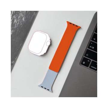 BlackBird Litchi Watch Strap for Iwatch 42/44/45/46/49mm Blue/Orange