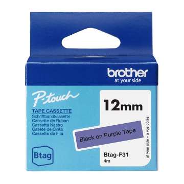 Brother BTAG-F31 Címketekercs (12mm) Black on Purple - 4m