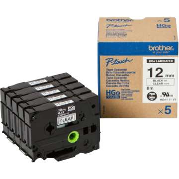 Brother HGe-131 Laminált P-touch szalag 5db-os csomag (12mm) Black on Clear - 8m