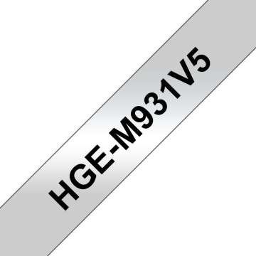 Brother HGe-M931 Laminált P-touch szalag 5db-os csomag (12mm) Black on Matt Silver - 8m