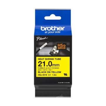 Brother HSE-651E P-Touch szalag 21mm Black on Yellow - 1,5m Brother HSE-651E P-Touch szalag 21mm Black on Yellow - 1,5m
