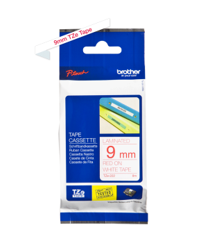 Brother TZE-222 laminált P-touch szalag (9mm) Red on White - 8m