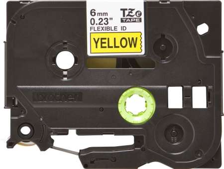 Brother TZe-FX611 laminált P-touch szalag (6mm) Black on Yellow - 8m