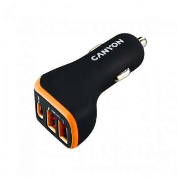 Canyon CNE-CCA08BO Triple USB Car Charger 18W Black/Orange Canyon CNE-CCA08BO Triple USB Car Charger 18W Black/Orange