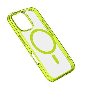 Cellularline ikonikus hátlap Magsafe támogatással Apple iphone 16 Pro készülékhez, átlátszó/lime