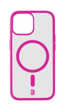 Cellularline Pop Mag Back Cover with Magsafe Support for Apple iPhone 15 Plus, Clear/Pink