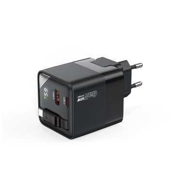 Choetech PD6091 65W GaN Charger with Telescopic Module EU Black