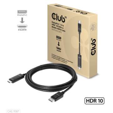 Club3D DisplayPort 1.4 to HDMI 4K120Hz or 8K60Hz HDR10 Cable M/M 3m/9.84ft Club3D DisplayPort 1.4 to HDMI 4K120Hz or 8K60Hz HDR10 Cable M/M 3m/9.84ft