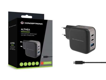 Conceptronic 3-Port 67W USB Charger Black