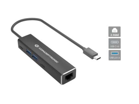Conceptronic  ABBY14B USB 3.2 Gen 1 2.5GbE Network Adapter with 4-Port USB Hub