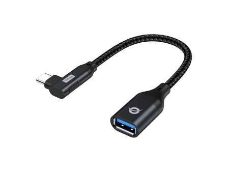Conceptronic ABBY19B USB-C 90° angled to USB-A OTG Adapter Black