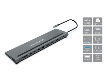 Conceptronic DONN17G 12-in-1 USB 3.2 Gen 1 Docking Station Grey