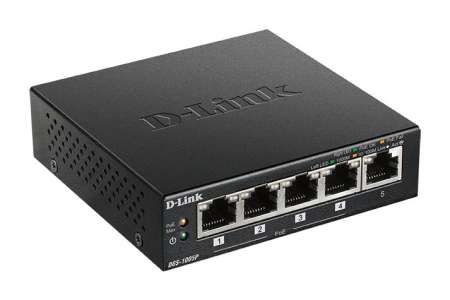 D-Link DGS-1005P 5‑Port Desktop Gigabit PoE+ Switch D-Link DGS-1005P 5‑Port Desktop Gigabit PoE+ Switch