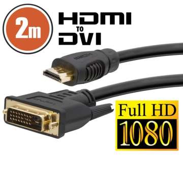 Delight DVI-D (Dual Link) - HDMI kábel 2m Black aranyozott Delight DVI-D (Dual Link) - HDMI kábel 2m Black aranyozott