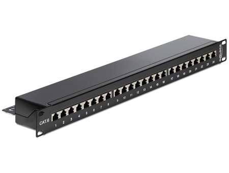 DeLock 19″ Patch Panel 24 Port Cat.6 Black DeLock 19″ Patch Panel 24 Port Cat.6 Black