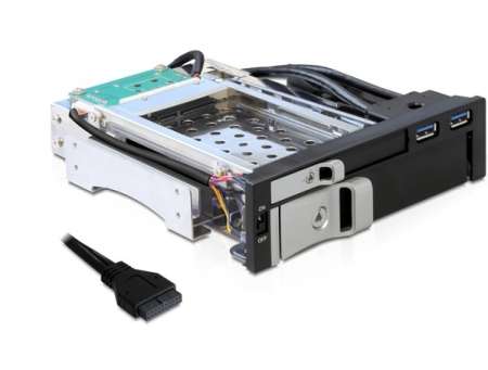 DeLock 5,25" Mobil Rack 1 x 2,5" + 1 x 3,5" SATA HDD-hez + 2 x USB 3.0 port