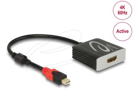 DeLock Active mini DisplayPort 1.4 to HDMI Adapter 4K 60Hz Black