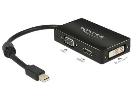 DeLock Adapter mini Displayport 1.1 male > VGA / HDMI / DVI female Passive Black DeLock Adapter mini Displayport 1.1 male > VGA / HDMI / DVI female Passive Black