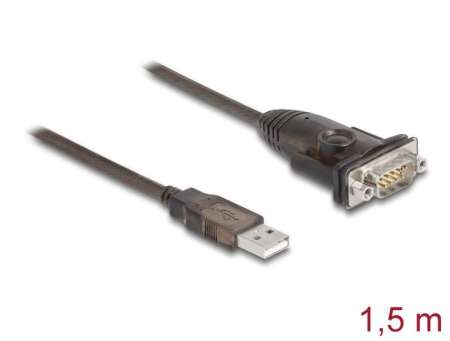 DeLock Adapter USB 2.0 Type-A to 1 x Serial RS-232 D-Sub 9 pin male with nuts 1,5m