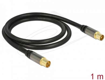 DeLock Antenna Cable IEC Plug > IEC Jack RG-6/U 1m Black