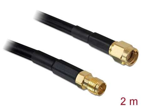 DeLock Antenna Cable RP-SMA Plug > RP-SMA Jack CFD/RF200 2m Low Loss
