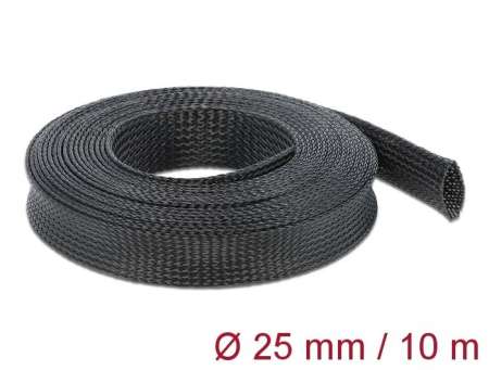 DeLock Braided Sleeving stretchable 10mx25mm Black