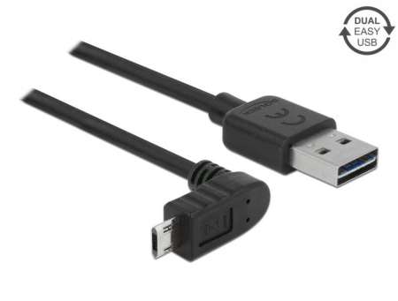 DeLock Cable EASY-USB 2.0 Type-A male > EASY-USB 2.0 Type Micro-B male angled up / down 2m Black