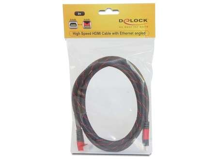 DeLock Cable High Speed HDMI with Ethernet – HDMI A male > HDMI A male angled 4K 2m