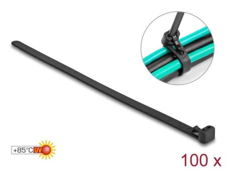 DeLock Cable ties reusable heat-resistant L 150 x W 7.5mm 100 pieces Black DeLock Cable ties reusable heat-resistant L 150 x W 7.5mm 100 pieces Black