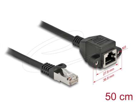 DeLock CAT6A S-FTP Patch Cable 0,5m Black