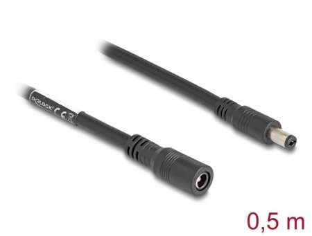 DeLock DC Extension Male/famale cable 0,5m Black