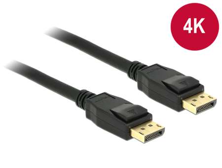 DeLock Displayport 1.2 male/male 4K összekötő kábel 1m Black DeLock Displayport 1.2 male/male 4K összekötő kábel 1m Black
