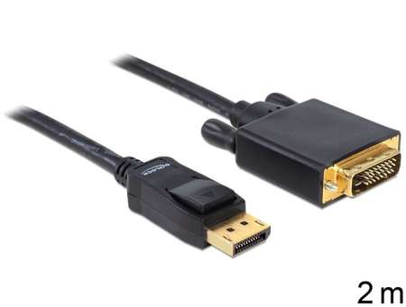 DeLock Displayport 1.2 male > DVI-I (24+1 Dual Link) male passive cable 2m Black DeLock Displayport 1.2 male > DVI-I (24+1 Dual Link) male passive cable 2m Black