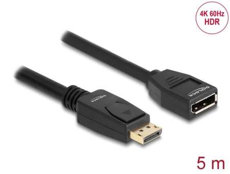 DeLock DisplayPort 1.2 male/famale 4K Extension cable 5m Black