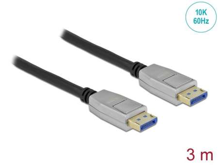 DeLock DisplayPort cable 10K 60 Hz 54 Gbps metal housing 3m Black