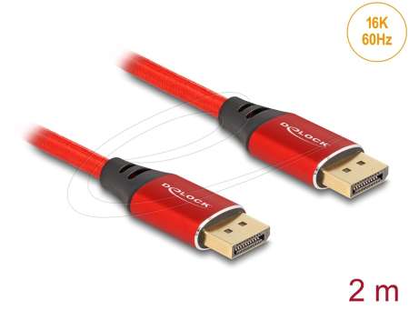DeLock DisplayPort Cable 16K 60 Hz 2m Red Metal