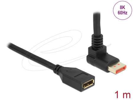 DeLock DisplayPort extension cable male 90° upwards angled to female 8K 60 Hz 1m Black