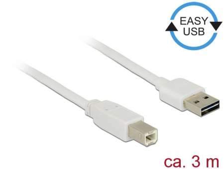 DeLock EASY-USB 2.0 Type-A male > USB 2.0 Type-B male 3m white