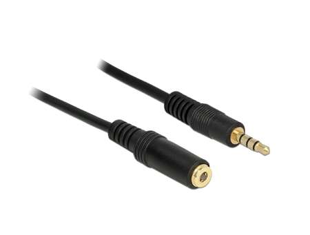 DeLock Extension Cable Audio Stereo Jack 3.5mm male / female IPhone 4 pin 0,5m Black