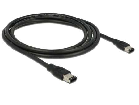 DeLock FireWire 6pin male > 6pin male 2m Black Cable