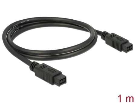 DeLock FireWire 9 pin male > 9 pin male 1m Cable Black